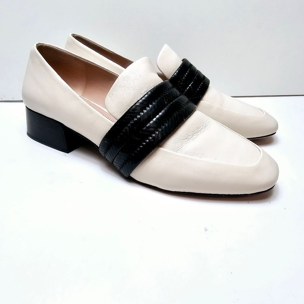 & Daughters AD Korean Braided Keeper Detail Leather Block Heel Loafers Size 8.5